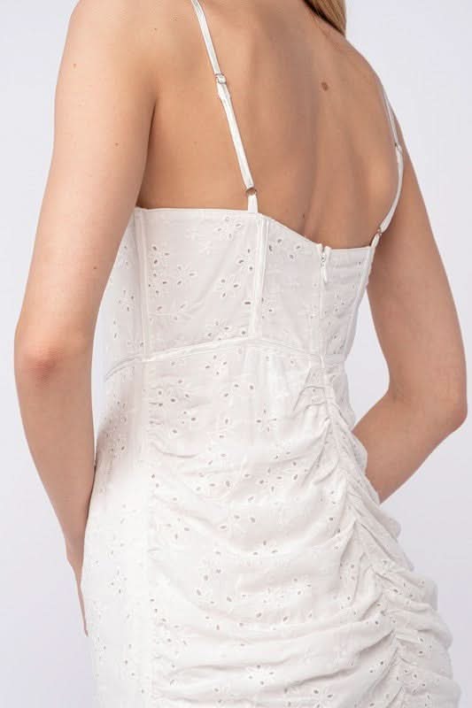 Sandra White Eyelet Bustier Mini Dress