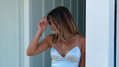 Aphrodite Blue Satin Bustier Dress
