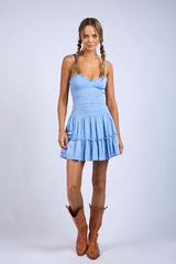 Ayla Blue Smocked Mini Dress