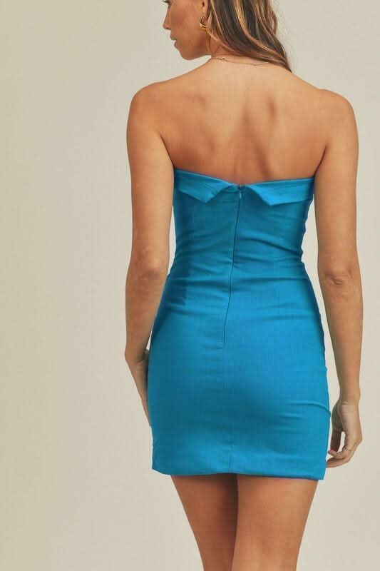 On My Mind Blue Strapless Mini Dress