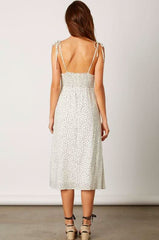 After My Heart White Speck Print Midi Dress