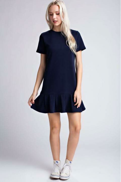 Cape May Navy Flounce Tee Dress