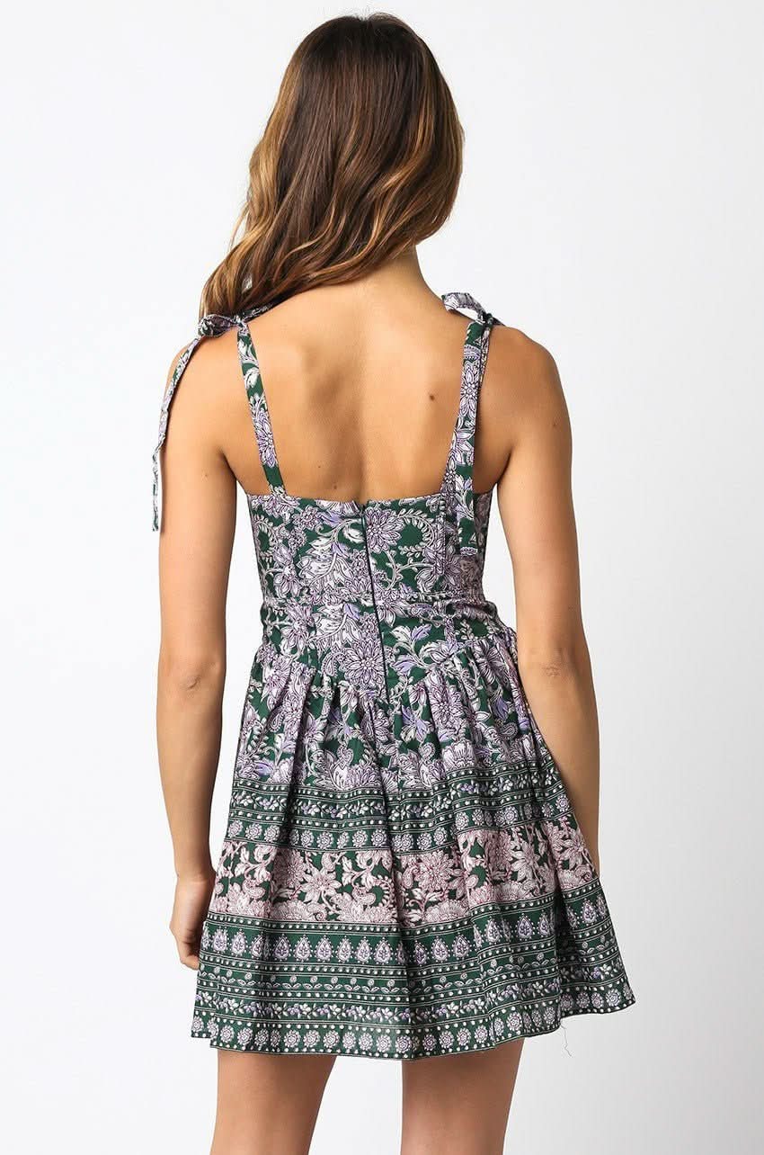 Chateau Dark Green Floral Bustier Dress