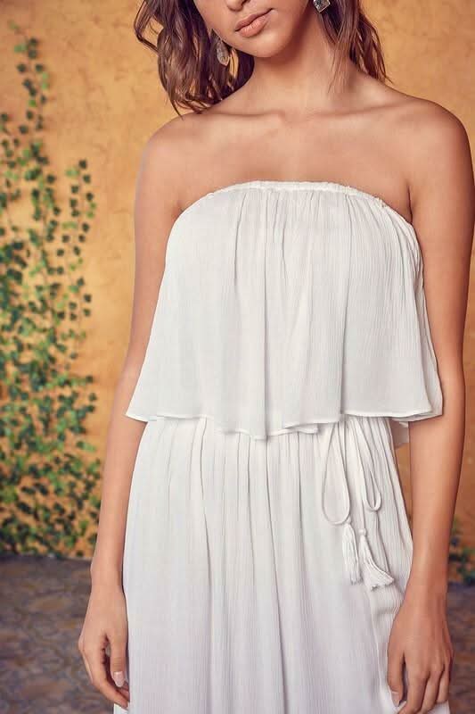 Monaco White Strapless Maxi Dress