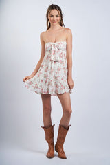 Sammie Vintage Rose Print Strapless Mini Dress