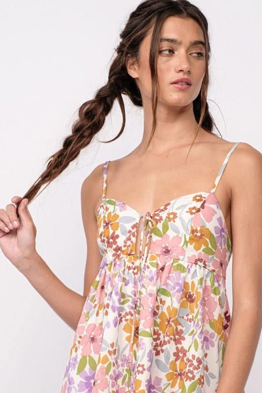 Andriana Lavender Floral Babydoll Cami Mini Dress