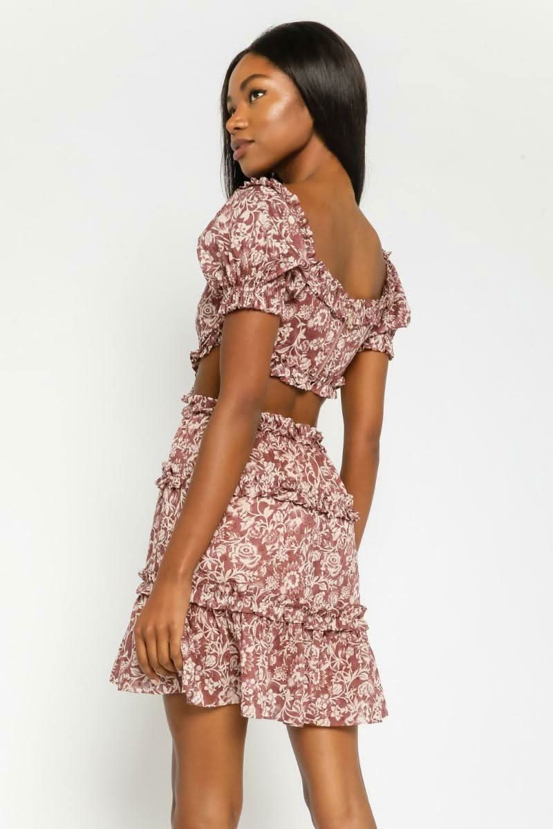 Maya Mauve Floral Off-the-Shoulder Mini Dress
