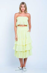 Isabella Yellow Strapless Two-Piece Midi Dress
