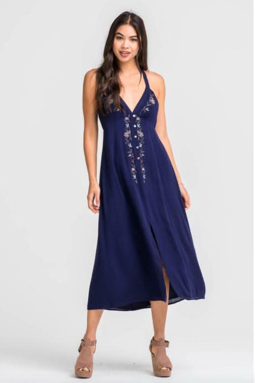 True Love Embroidered Floral Midi Dress
