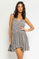 Swing By Silver and Mauve Boho Print Sleeveless Mini Dress