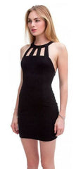 French Kiss Black High Neck Strappy Bodycon Dress
