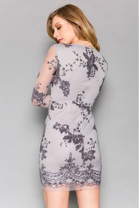Victoria Silver Sequin Mini Dress