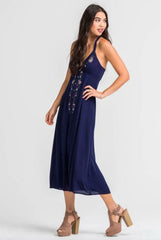 True Love Embroidered Floral Midi Dress