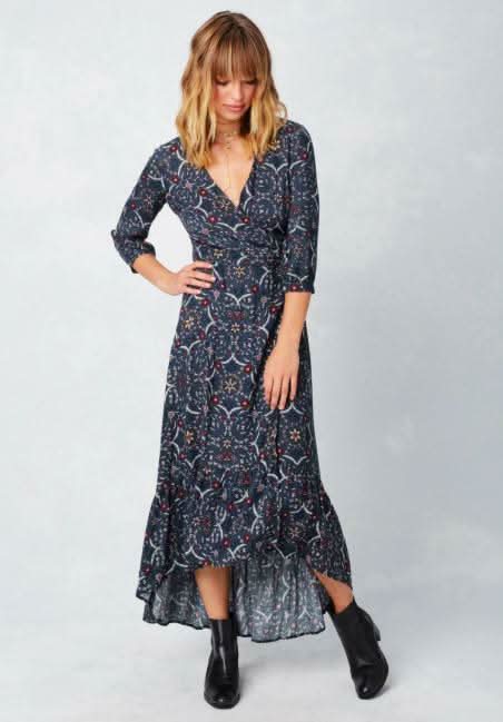By Your Side Navy Print Maxi Dress