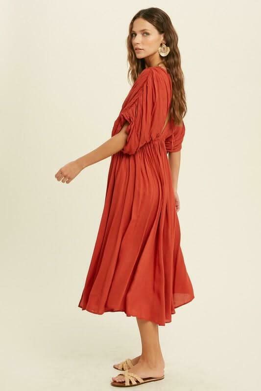 Truly Perfect Brick Red Midi Dress