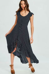 Dotty & Me Navy Blue and White Polka Dot Maxi Dress