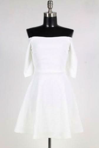 All Of My Honesty White Off-The-Shoulder Skater Dress