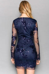 Victoria Navy Sequin Mini Dress