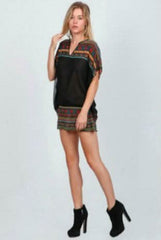 En Créme Black Print Kimono Tunic Top