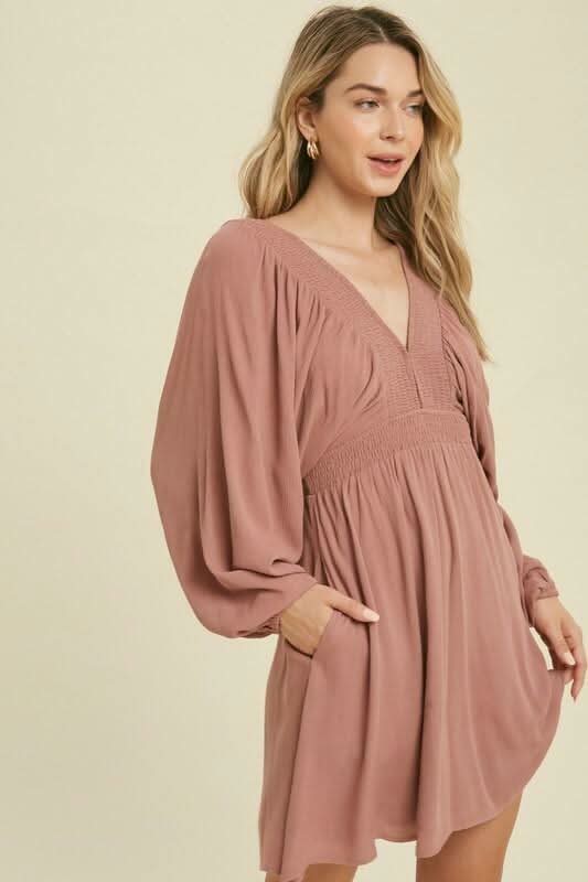 Much Love Red Balloon Sleeve Mini Dress