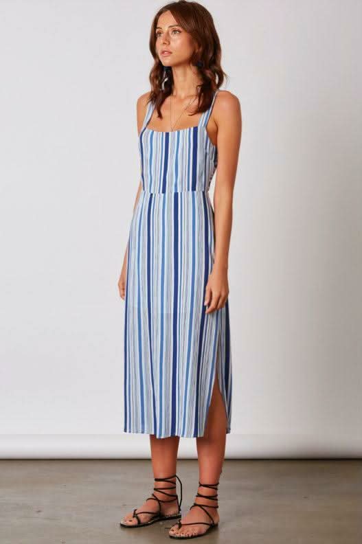 Palisades Blue Stripe Midi Dress