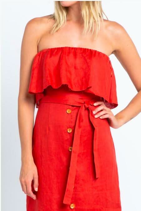 In Your Dreams Red Strapless Midi Dress