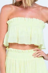Isabella Yellow Strapless Two-Piece Midi Dress