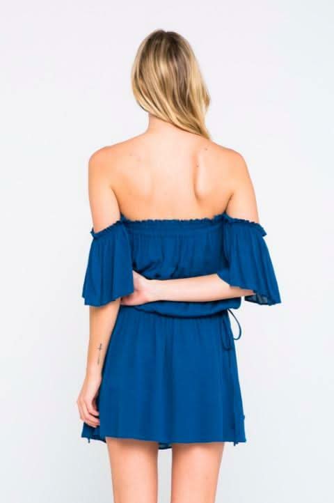 Frankie Says Aegean Blue Off-the-Shoulder Mini Dress
