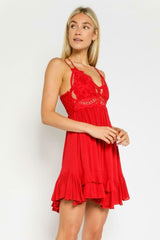 Ava Red Crochet Lace Mini Dress