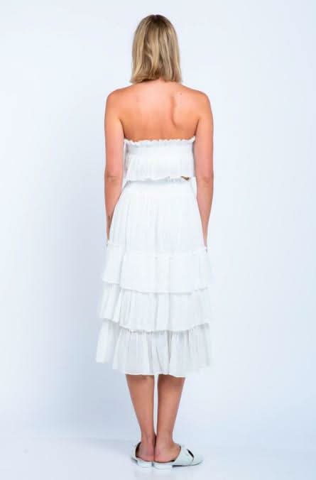 Isabella White Strapless Two-Piece Midi Dress