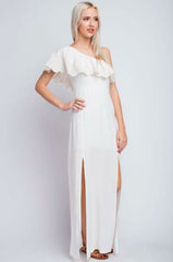 Peta One Shoulder Ruffle Maxi Dress