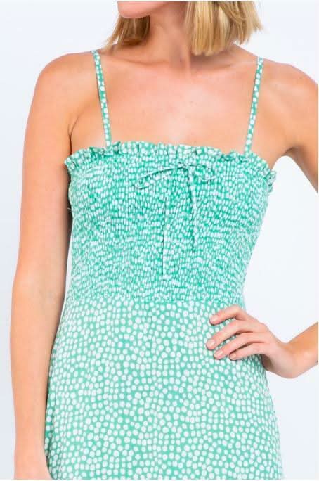 Jessica Spring Green and White Print Midi Dress