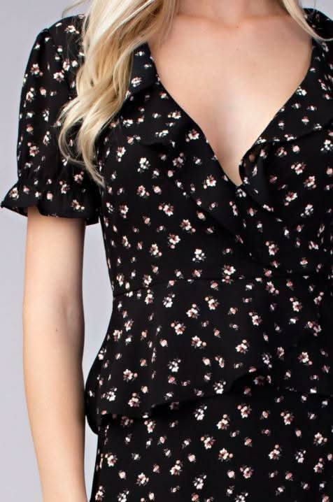 Becca Black Floral Two-Piece Midi Dress