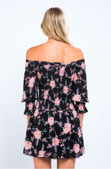 Christina Pink and Black Floral Print Mini Dress