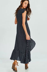 Dotty & Me Navy Blue and White Polka Dot Maxi Dress