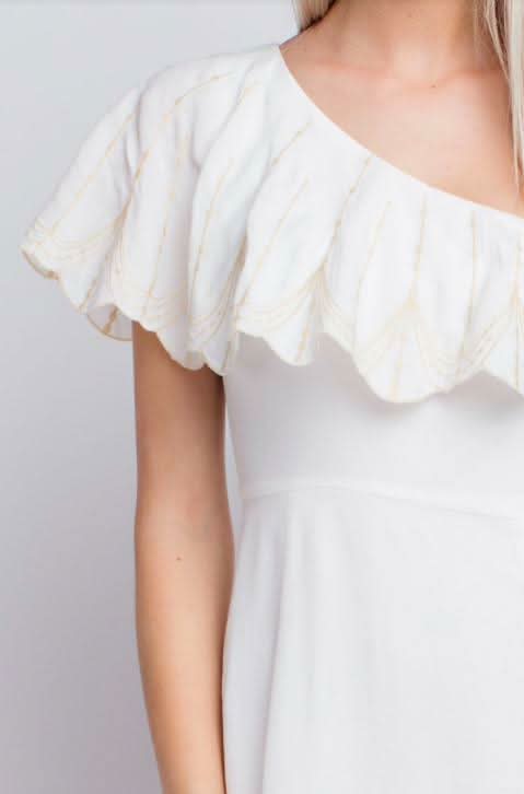 Peta One Shoulder Ruffle Maxi Dress