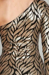 Poison Ivy Gold Sequin One Shoulder Dress