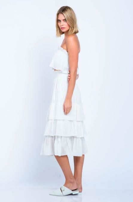 Isabella White Strapless Two-Piece Midi Dress