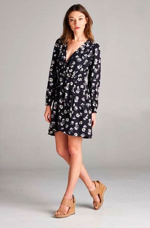 Sonoma Navy Floral Print Wrap Dress