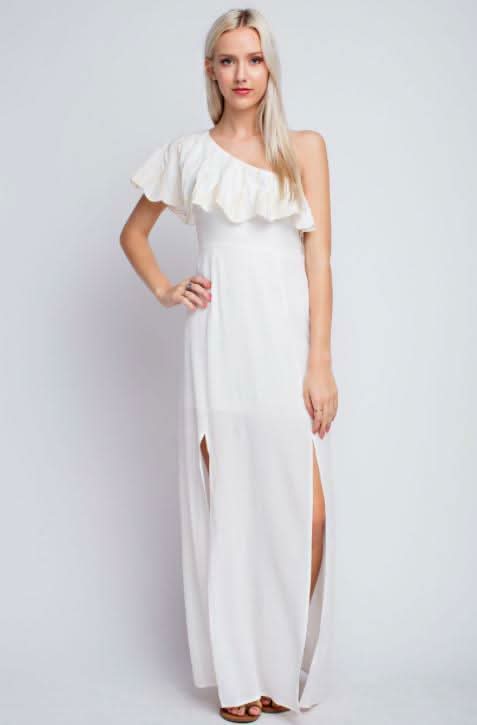 Peta One Shoulder Ruffle Maxi Dress