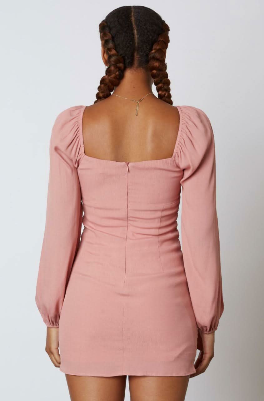 Out Together Dusty Pink Long Sleeve Mini Dress