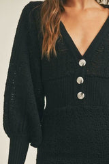Becca Black Crochet Mini Sweater Dress