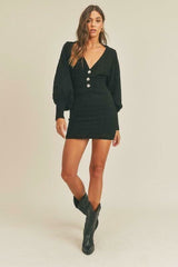 Becca Black Crochet Mini Sweater Dress