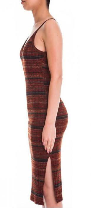 Sophie Rust Space Dye Rib Knit Midi Dress