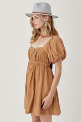 Chloe Biscuit Puff Sleeve Mini Dress