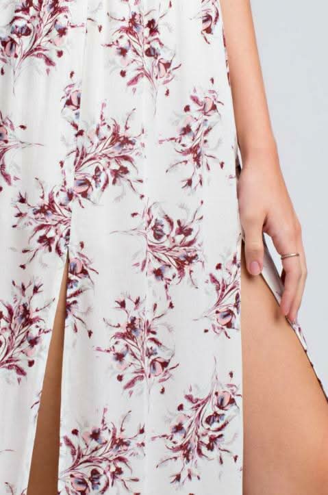 I Adore White Floral Print Off-the-Shoulder Maxi Dress