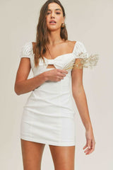 Athena White Cap Sleeve Bodycon Mini Dress