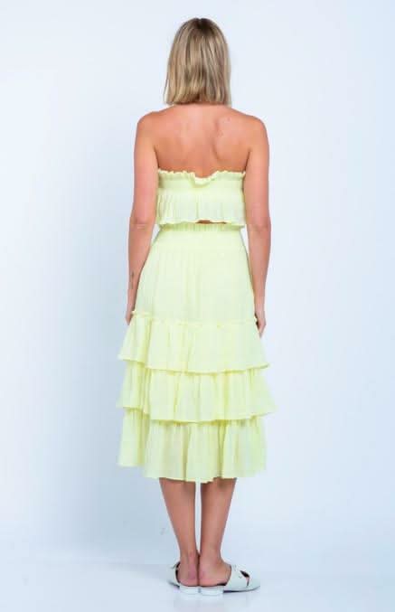 Isabella Yellow Strapless Two-Piece Midi Dress