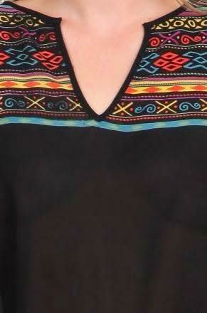 En Créme Black Print Kimono Tunic Top
