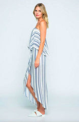 The Little Venice Blue and White Strapless Maxi Dress